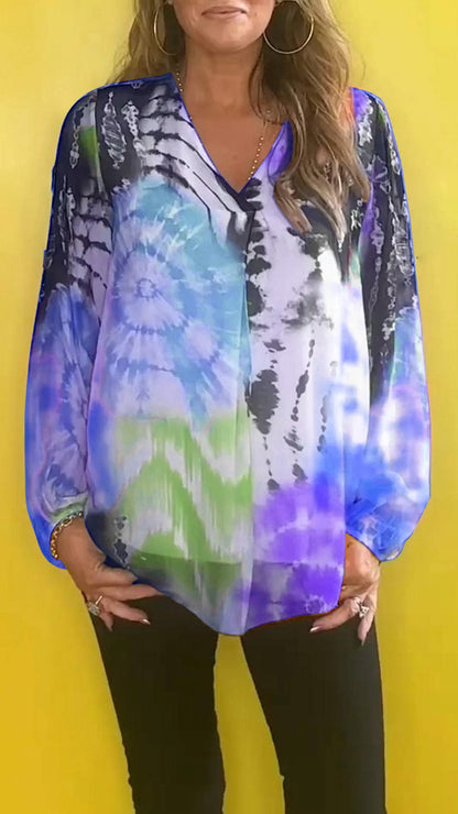🔥SUMMER SALE 47% OFF🔥Casual V-neck Tie-dye Top