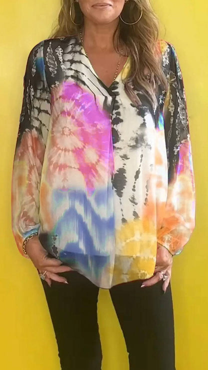 🔥SUMMER SALE 47% OFF🔥Casual V-neck Tie-dye Top