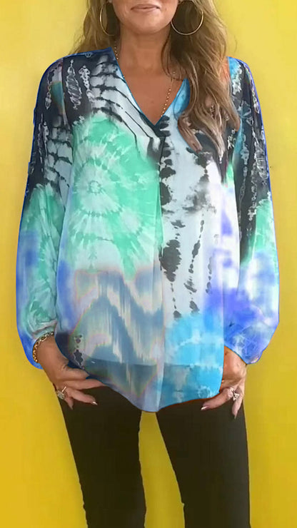 🔥SUMMER SALE 47% OFF🔥Casual V-neck Tie-dye Top