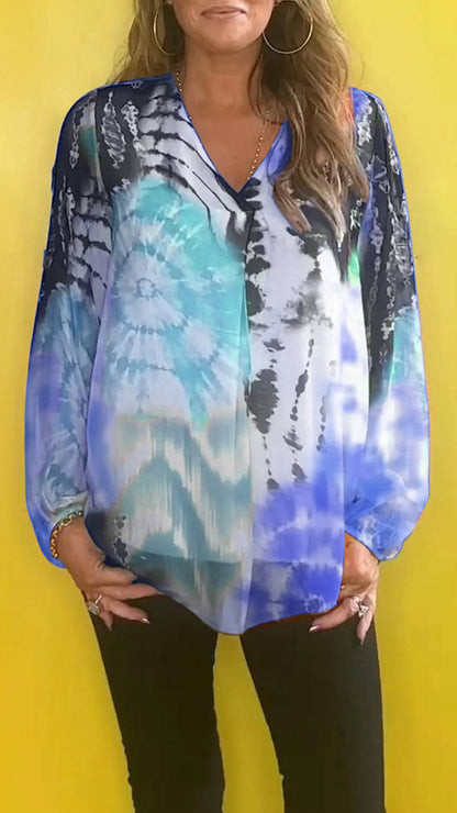 🔥SUMMER SALE 47% OFF🔥Casual V-neck Tie-dye Top