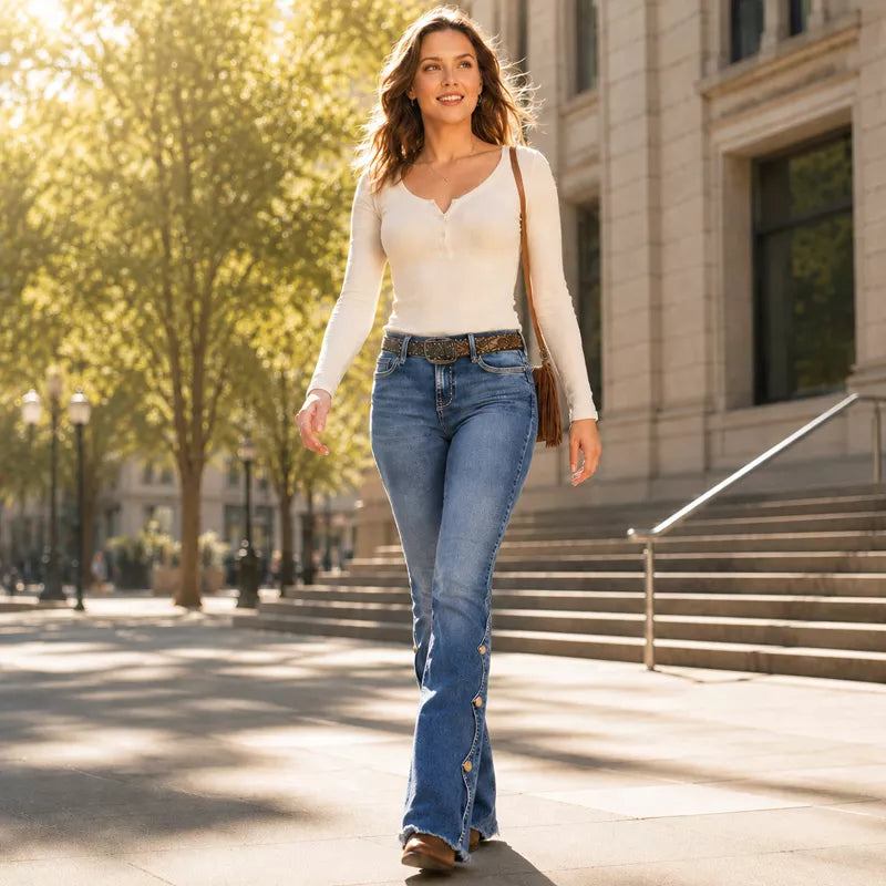 ⏰Last Day Sale 50% Off💃Women High Waisted Distressed Flare Jeans