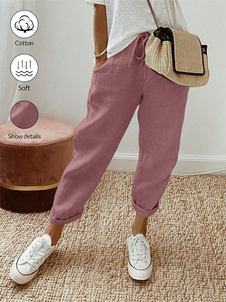 Casual cotton and linen pants for women