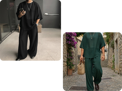 🎁2026 New Arrivals 50% OFF💥Men's T-Shirt & Wide-Leg Pants 2-Piece Set