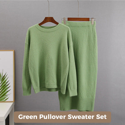 Women's Casual Knit Cardigan Sweater & High Waist Skirt 2-Piece Set