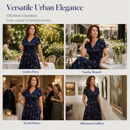 👗Women's V-Neck Floral Print Dress with Twist Waist
