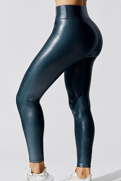 Metallic Crop Sports Leggings