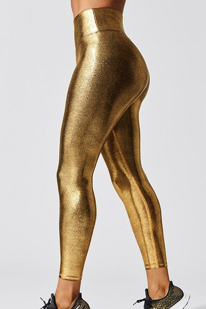 Metallic Crop Sports Leggings
