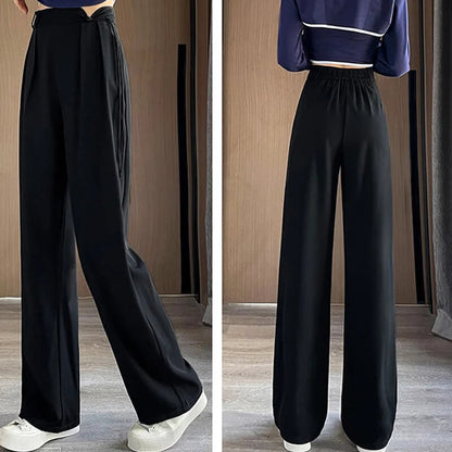 High Drape Trendy Straight Wide Leg Trousers