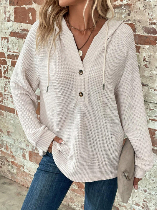 Women’s Trendy Solid Color Hooded Long Sleeve Top