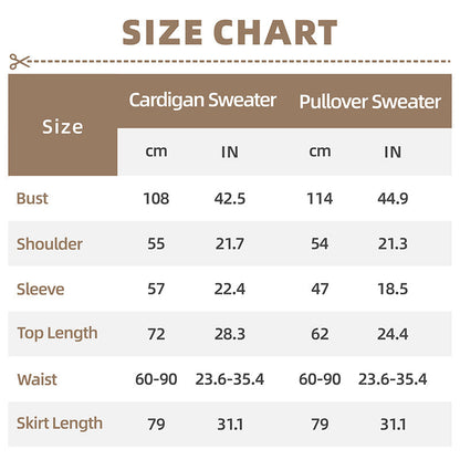 Women's Casual Knit Cardigan Sweater & High Waist Skirt 2-Piece Set