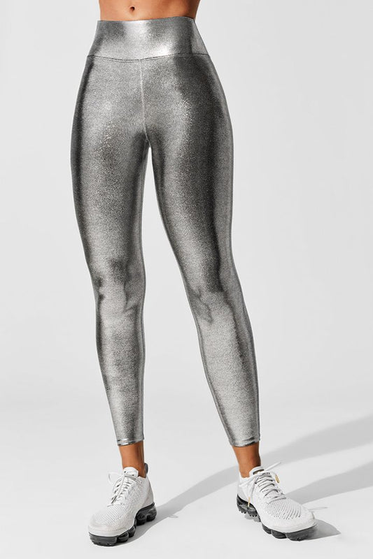 Metallic Crop Sports Leggings