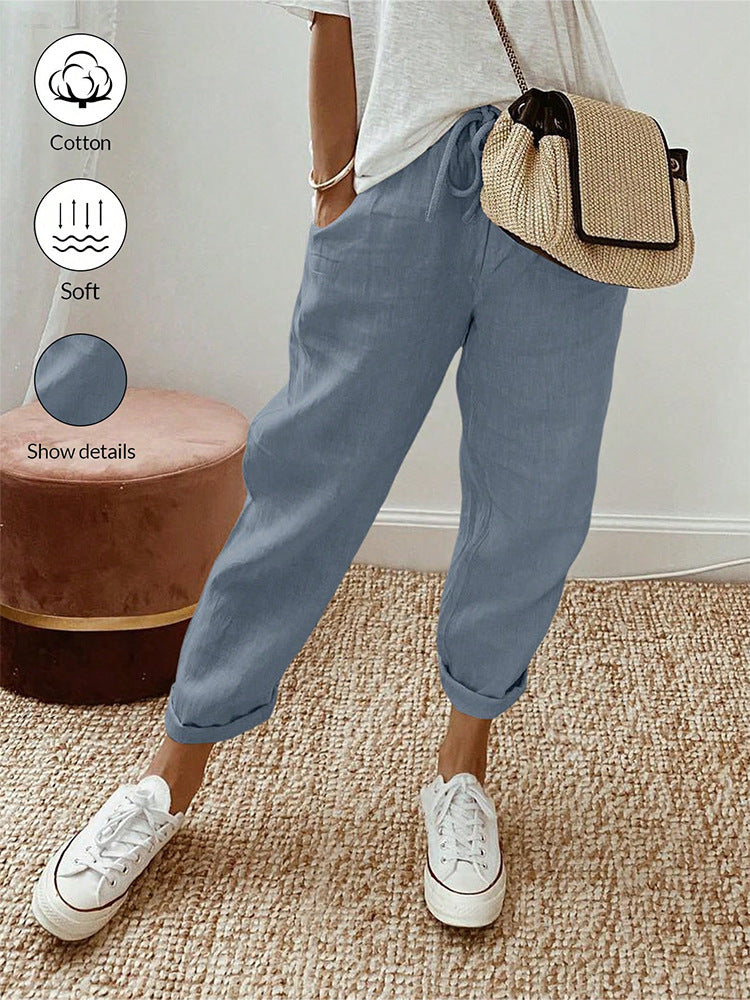 Casual cotton and linen pants for women