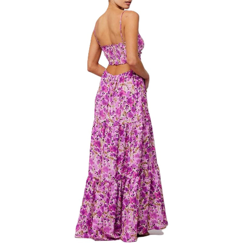 🌞Summer Sale 50% OFF🔥Floral Print Tie Front Tiered Maxi Dress