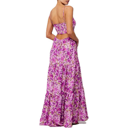 🌞Summer Sale 50% OFF🔥Floral Print Tie Front Tiered Maxi Dress