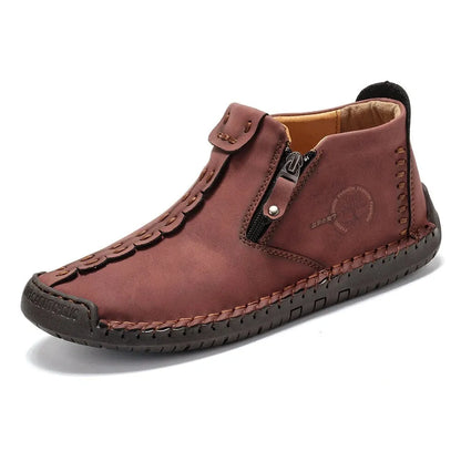 Men's Casual Stitched Boots with Zipper