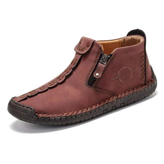 Men's Casual Stitched Boots with Zipper