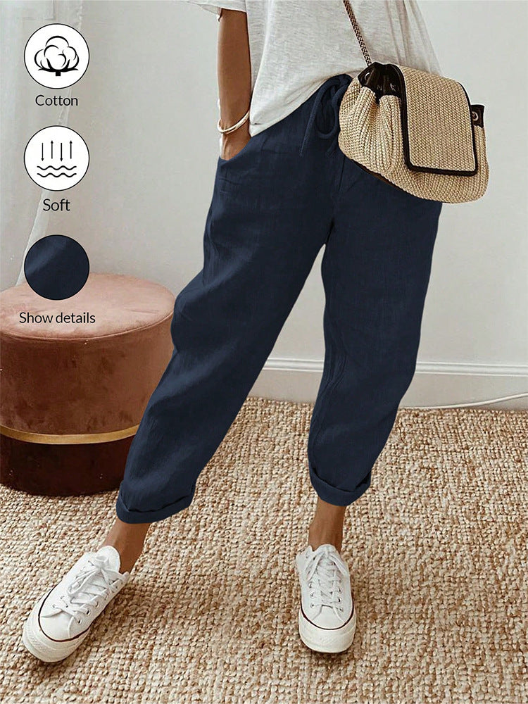 Casual cotton and linen pants for women