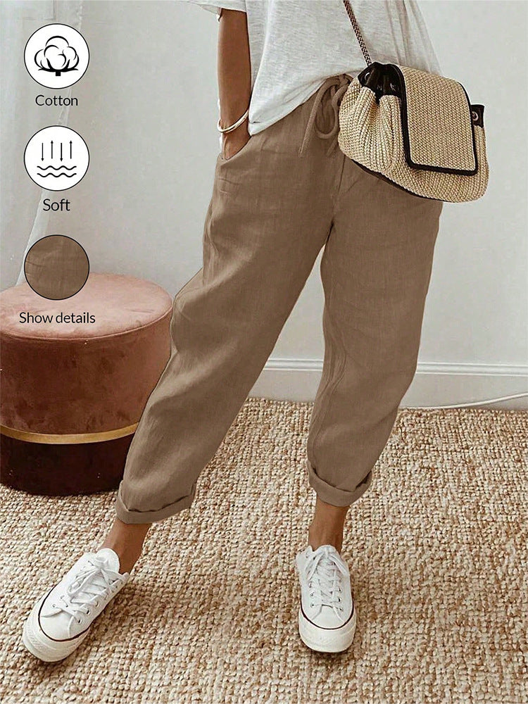 Casual cotton and linen pants for women
