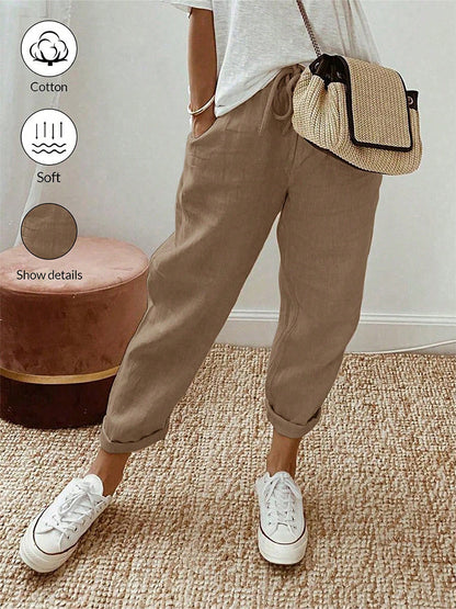 Casual cotton and linen pants for women