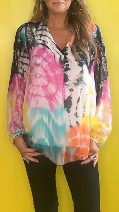 🔥SUMMER SALE 47% OFF🔥Casual V-neck Tie-dye Top