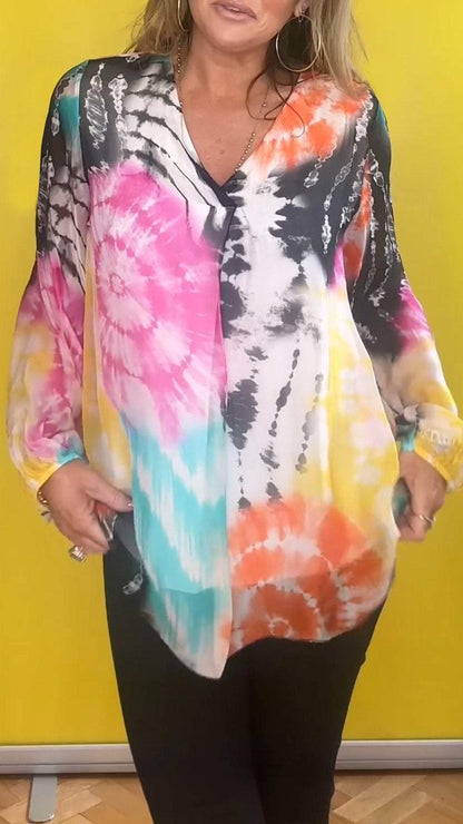 🔥SUMMER SALE 47% OFF🔥Casual V-neck Tie-dye Top