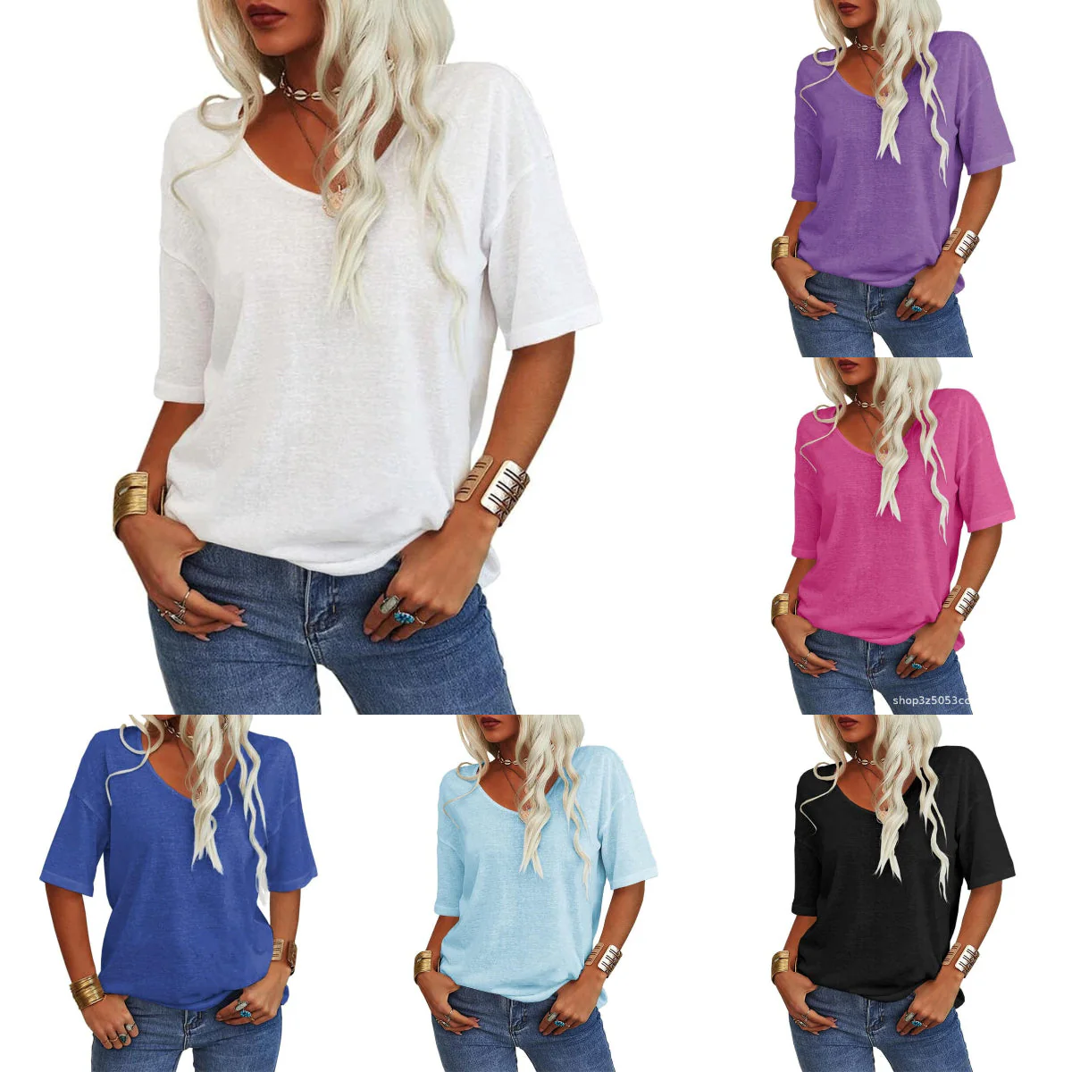 Women's Casual V-Neck Short Sleeve T-Shirt