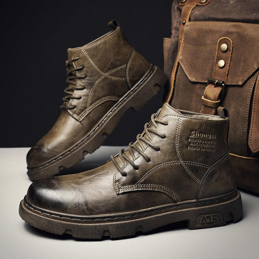 Nice Gift! Men’s Vintage Round Toe Leather Boots
