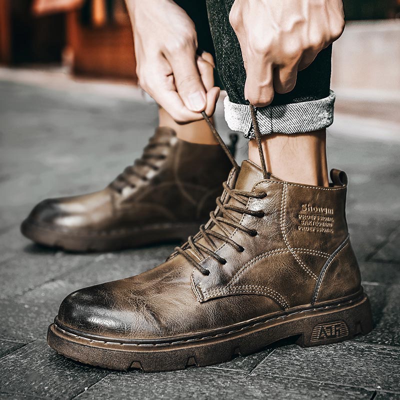 Nice Gift! Men’s Vintage Round Toe Leather Boots