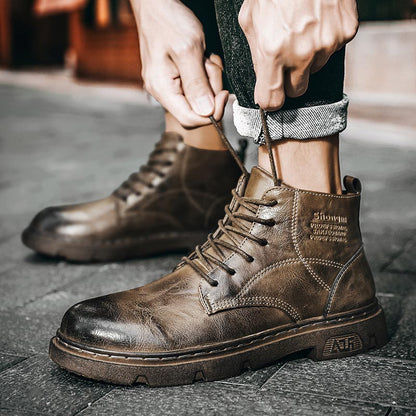 Nice Gift! Men’s Vintage Round Toe Leather Boots