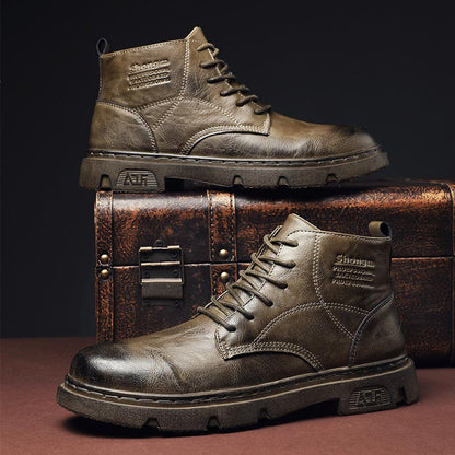 Nice Gift! Men’s Vintage Round Toe Leather Boots