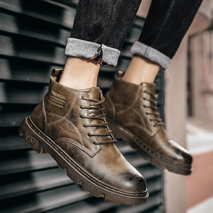 Nice Gift! Men’s Vintage Round Toe Leather Boots