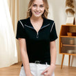 Women's Trendy Zip Short Sleeve V Neck Loose Fit T-Shirt