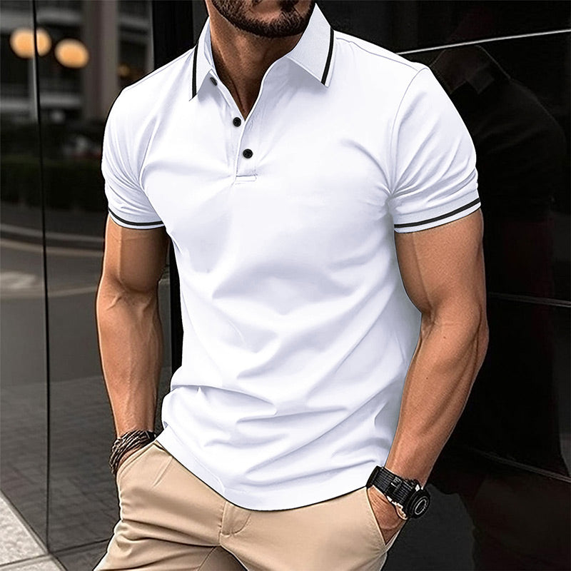 Men's Button Down Ribbed Collar Sports Shirt