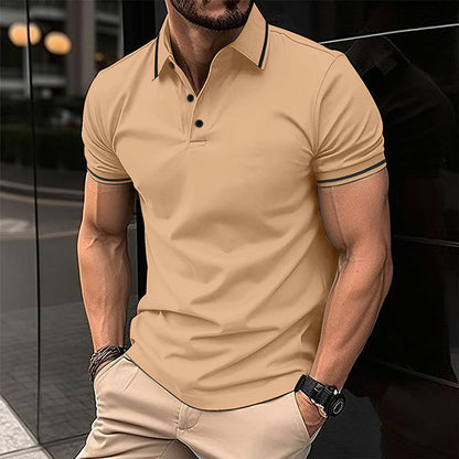 Men's Button Down Ribbed Collar Sports Shirt