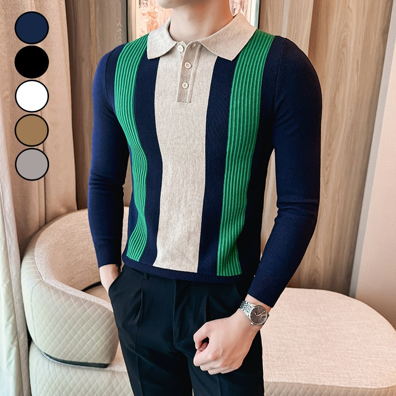 Men’s Lapel Button Front Contrast Color Tops