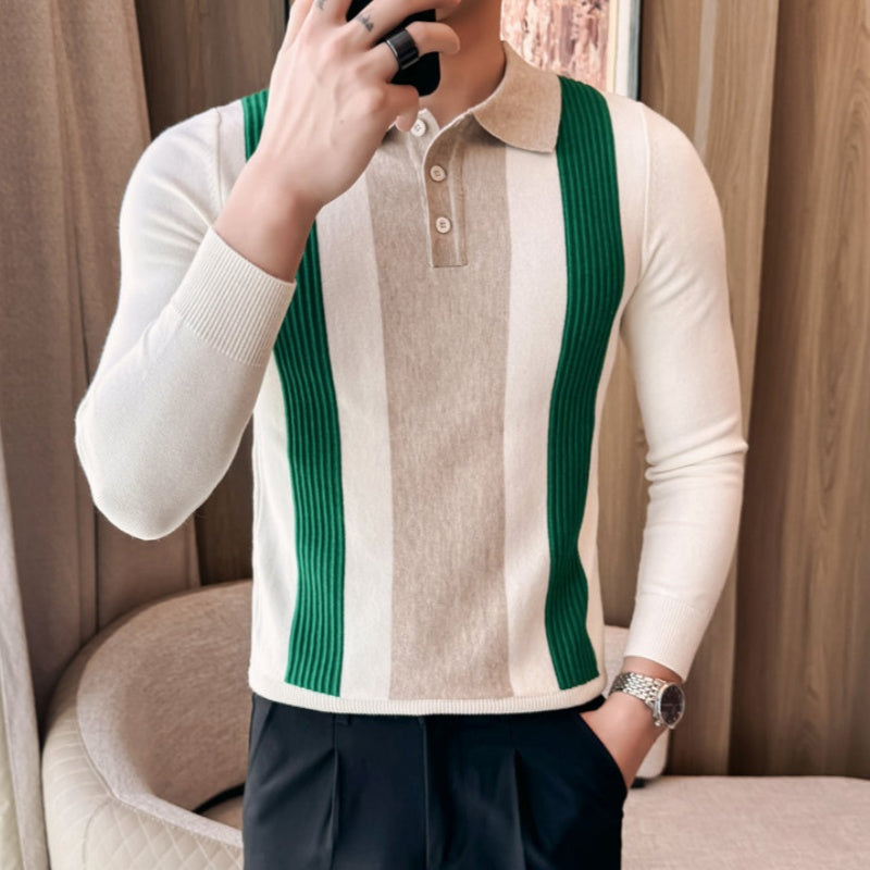 Men’s Lapel Button Front Contrast Color Tops