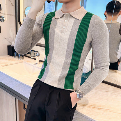 Men’s Lapel Button Front Contrast Color Tops