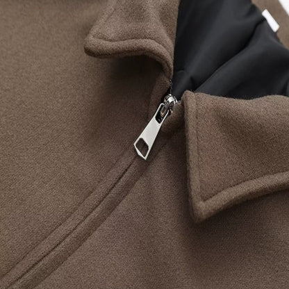 Women's Solid Color Zippered Lapel Short Jacket