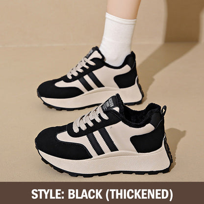 Warm PU Leather Sneakers with Thick Sole