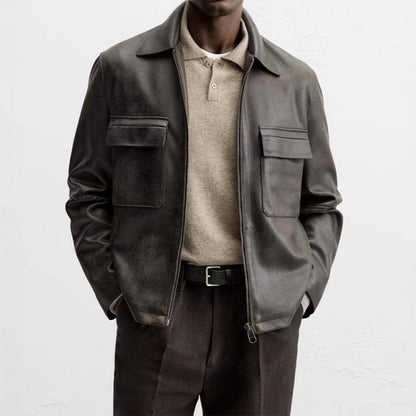 🧥2025 Vintage🔥Men's Vintage Lapel Leather Jacket🔥💥