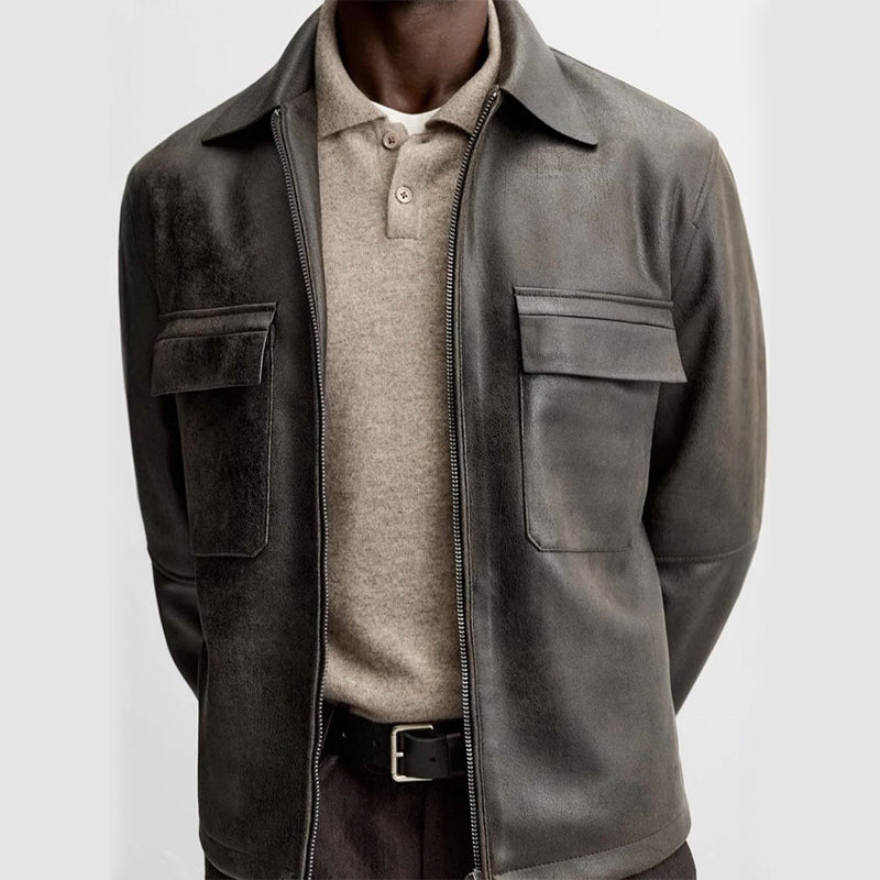 🧥2025 Vintage🔥Men's Vintage Lapel Leather Jacket🔥💥