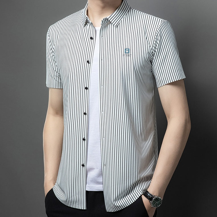 🎉🎊Men's Short Sleeve Striped Button-Down Shirt🎉🎊🌟