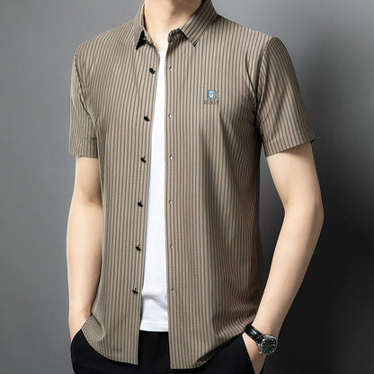 🎉🎊Men's Short Sleeve Striped Button-Down Shirt🎉🎊🌟
