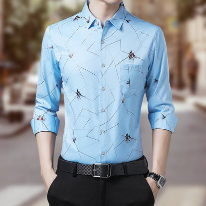 💥2025 High-end Series👔Men's Business Iron-Free Gold Foil Print Shirt🔥2 Pcs Free Shipping✈️