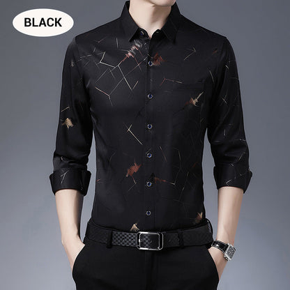 💥2025 High-end Series👔Men's Business Iron-Free Gold Foil Print Shirt🔥2 Pcs Free Shipping✈️