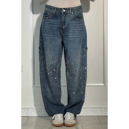 ⏳Time-limited Special⏰Women's Straight Jeans With Rhinestones