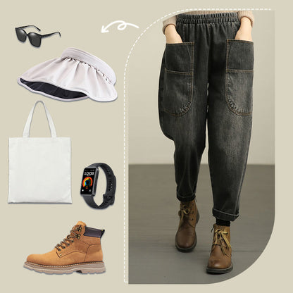 Women’s Retro Denim Sarouel Pants