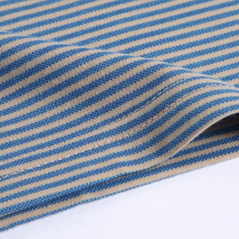 Men’s Casual Lapel V-Neck Striped Tops