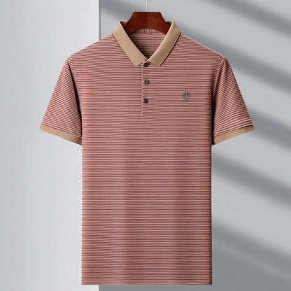 Men’s Casual Lapel V-Neck Striped Tops
