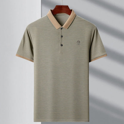 Men’s Casual Lapel V-Neck Striped Tops
